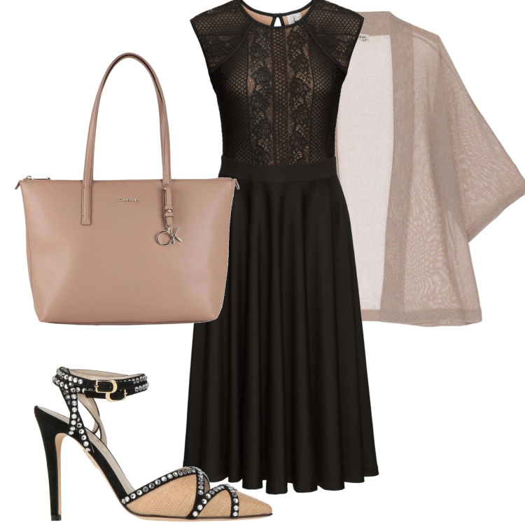 Outfit donna - Night and day. Stile Chic per Serata fuori. Abbinamento con vestiti, borse a mano, décolleté, cardigans.