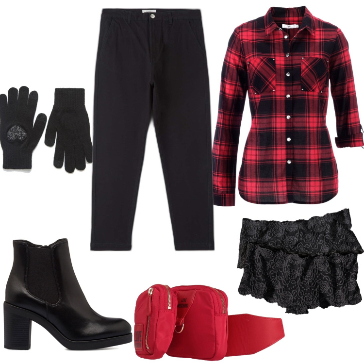 Outfit donna - Arriva l\'autunno. Stile Casual chic per Tutti i giorni. Abbinamento con camicie, culotte, marsupi, pantaloni chino, guanti, stivaletti.