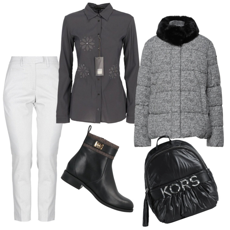 Outfit donna - L\'autunno è alle porte. Stile Casual chic per Tutti i giorni. Abbinamento con zaini, piumini, camicie, stivaletti, pantaloni.