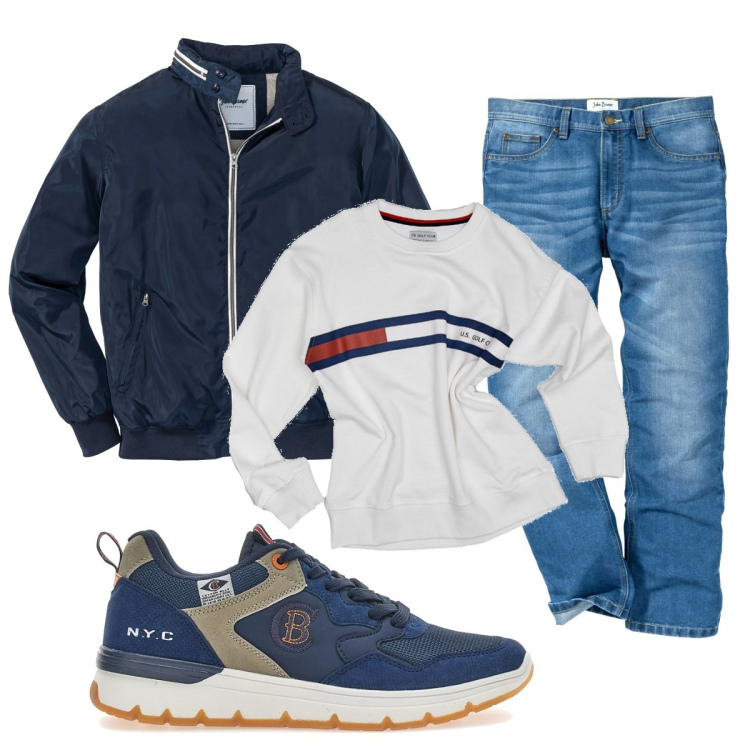 Outfit uomo - Serata con gli amici. Stile Casual per Serata speciale. Abbinamento con jeans dritti, giacche, felpe, sneakers.