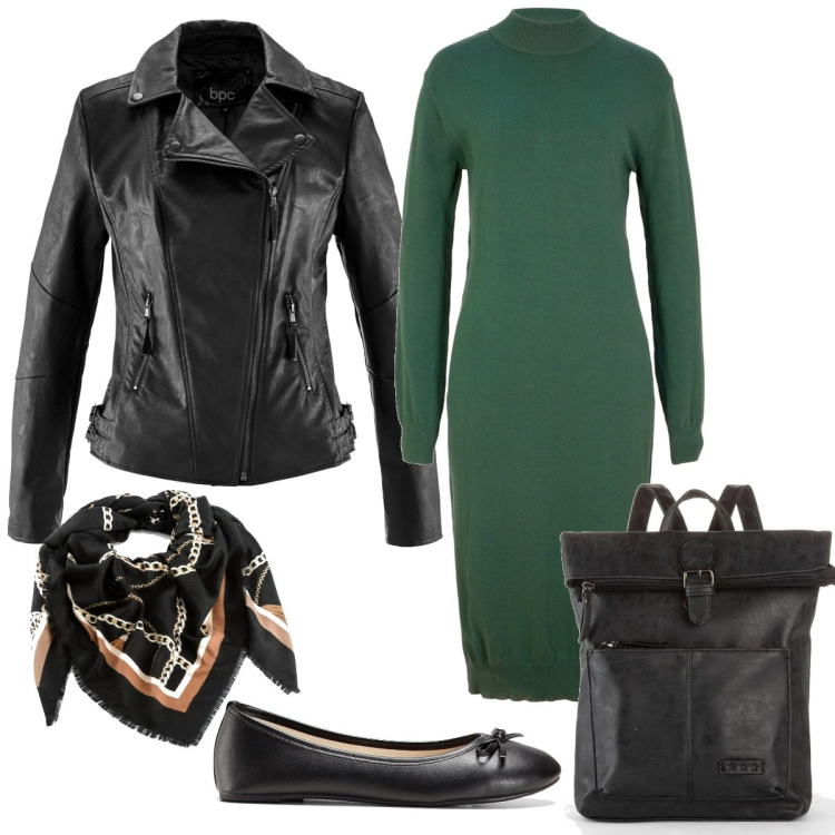 Outfit donna - Emma. Stile Casual per Tutti i giorni. Abbinamento con zaini, blazer, ballerine, vestiti midi/longuette, foulard.