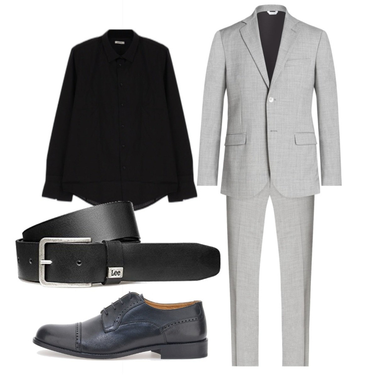 Outfit uomo - Total look #1708825. Stile Business/Elegante per Ufficio. Abbinamento con abiti, camicie, scarpe stringate, cinture.