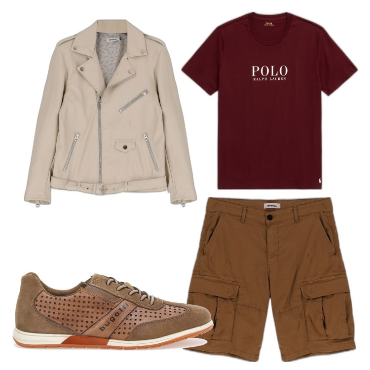 Outfit uomo - Total look #1709547. Stile Casual per Tutti i giorni. Abbinamento con bermuda, giacche, t-shirt, scarpe sportive.