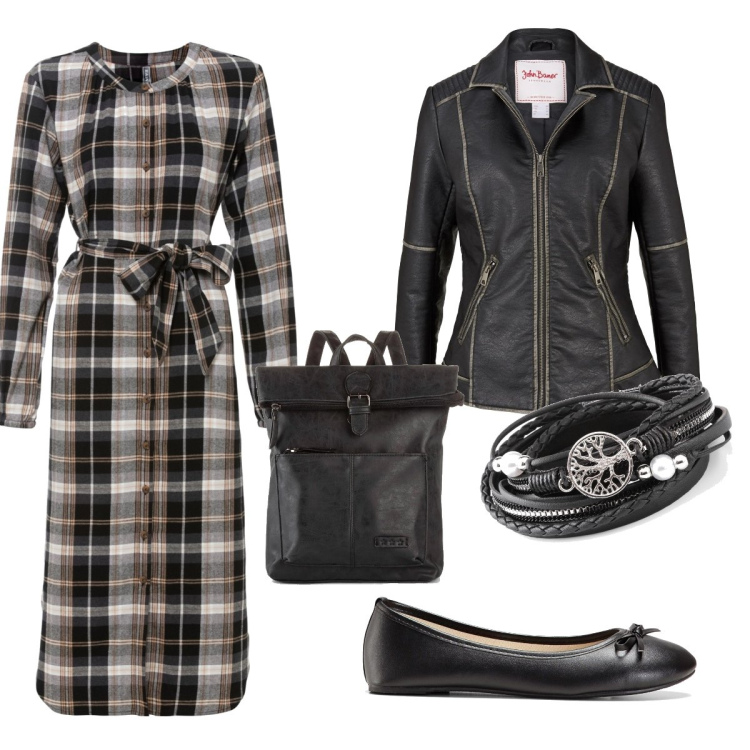Outfit donna - Il genio del computer. Stile Basic per Tutti i giorni. Abbinamento con zaini, braccialetti, ballerine, blazer, vestiti.