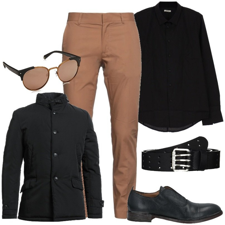 Outfit uomo - Total look #1710933. Stile Casual per Ufficio. Abbinamento con scarpe stringate, pantaloni, giacche, camicie, occhiali da sole, cinture.