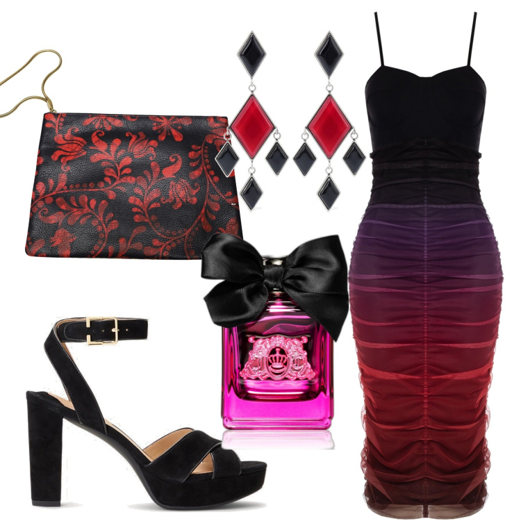 Outfit donna - Total look #1711126. Stile Sexy per Serata fuori. Abbinamento con borse a mano, profumi, vestiti a tubino, sandali, orecchini.