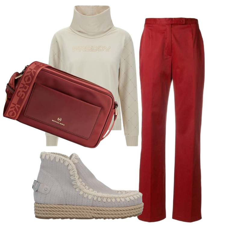 Outfit donna - In comfort zone. Stile Casual per Tutti i giorni. Abbinamento con stivaletti, pantaloni, borse a tracolla, felpe.