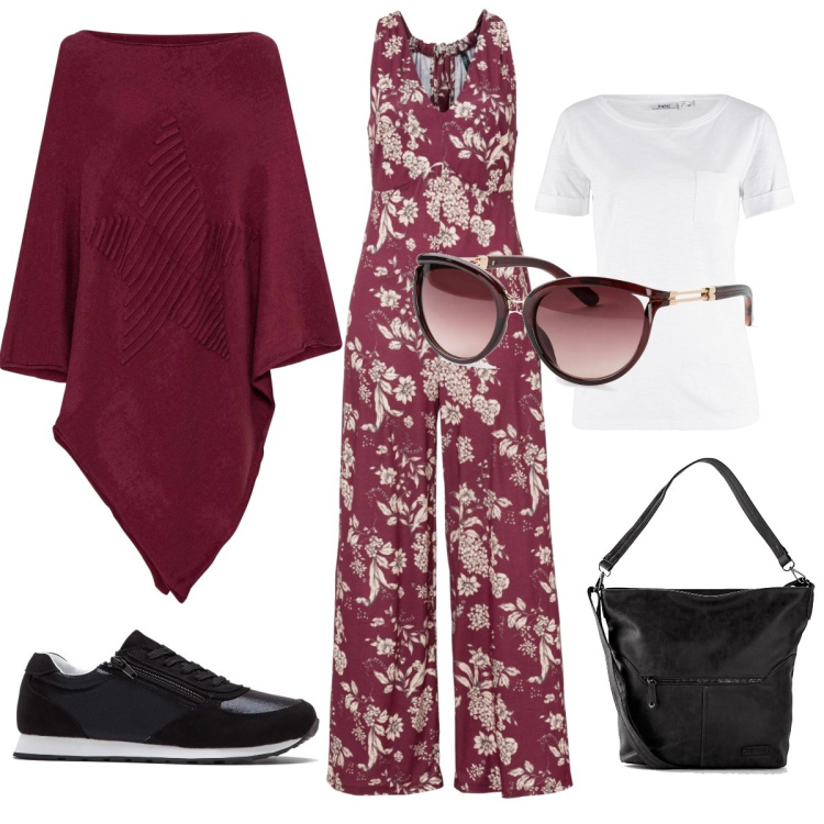 Outfit donna - Sobria eleganza. Stile Trendy per Ufficio. Abbinamento con t-shirt, occhiali da sole, sneakers, tute, cappotti, borse a tracolla.