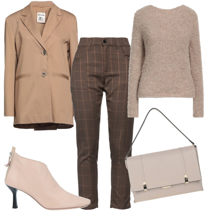 Outfit donna - Total look #1711486. Stile Bon Ton per Tutti i giorni. Abbinamento con pantaloni, pullovers, borse a mano, blazer, stivaletti.