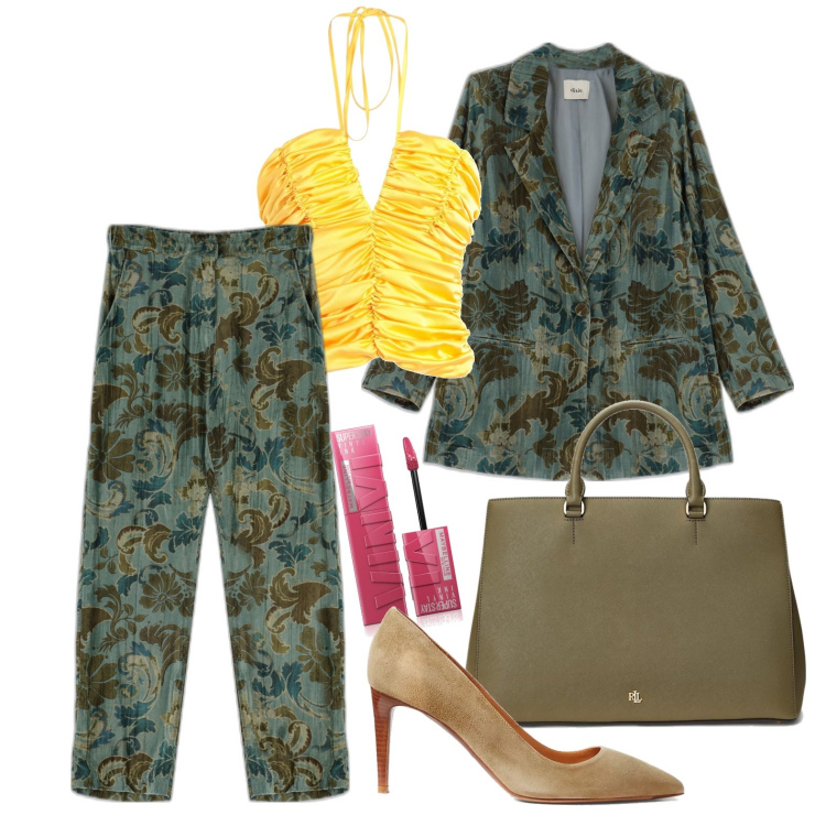 Outfit donna - Ghost outfitter - settembre. Stile Glamour per Tutti i giorni. Abbinamento con top, rossetti, décolleté, borse a mano, pantaloni, giacche.