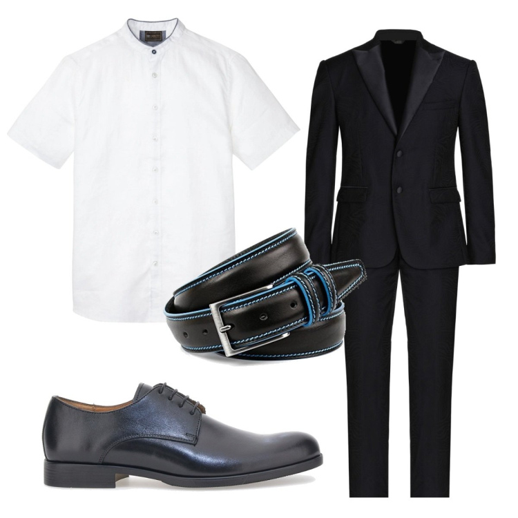 Outfit uomo - Total look #1711700. Stile Business/Elegante per Ufficio. Abbinamento con camicie a manica corta, abiti, cinture, scarpe stringate.