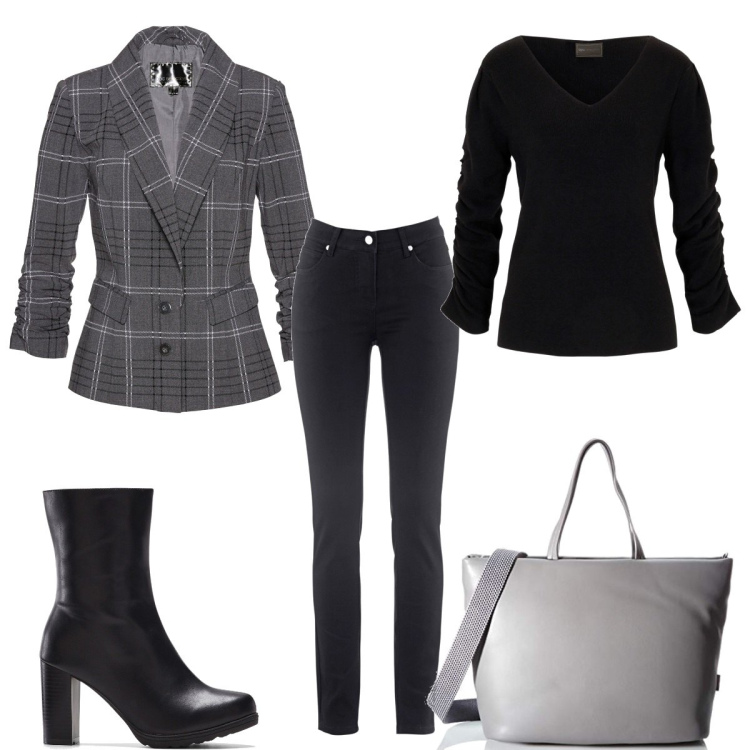 Outfit femme - Basique mais élégante pour le travail. Style Basique pour Bureau. Assortir avec hauts, jeans, bottines, pulls, sacs à main.