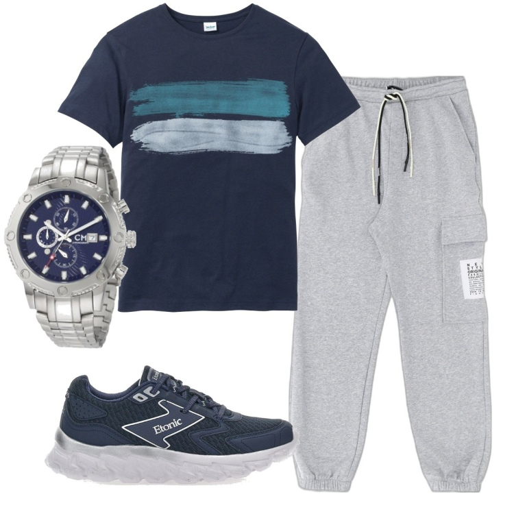 Outfit uomo - Total look #1712033. Stile Casual per Sport. Abbinamento con t-shirt, pantaloni, orologi, sneakers.