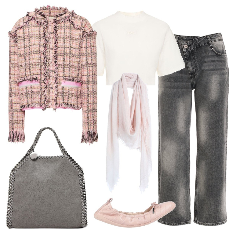 Outfit donna - Ballerine di tendenza. Stile Casual chic per Tutti i giorni. Abbinamento con ballerine, sciarpe, jeans, borse a spalla, giacche, t-shirt.