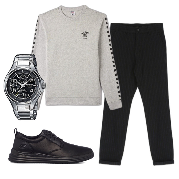 Outfit uomo - Total look #1712144. Stile Casual per Ufficio. Abbinamento con felpe, pantaloni, sneakers, orologi.