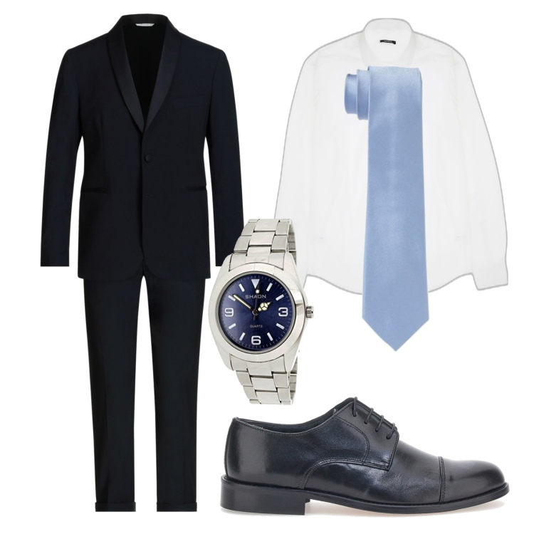 Outfit uomo - Total look #1712193. Stile Business/Elegante per Cerimonia. Abbinamento con camicie, abiti, cravatte, orologi analogici, scarpe stringate.