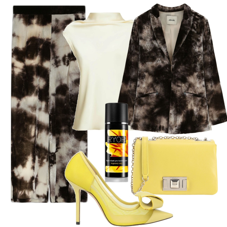 Outfit donna - Total look #1712323. Stile Trendy per Ufficio. Abbinamento con borse a tracolla, décolleté, correttori, pantaloni a palazzo, cappotti, top.