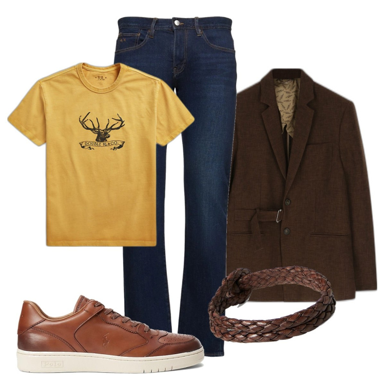 Outfit uomo - Total look #1712432. Stile Casual per Tutti i giorni. Abbinamento con cappotti, braccialetti, scarpe sportive, t-shirt, jeans slim fit.