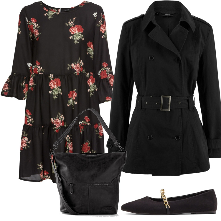 Outfit donna - Utility chic fall curvy. Stile Trendy per Tutti i giorni. Abbinamento con borse a tracolla, vestiti, trench, ballerine.