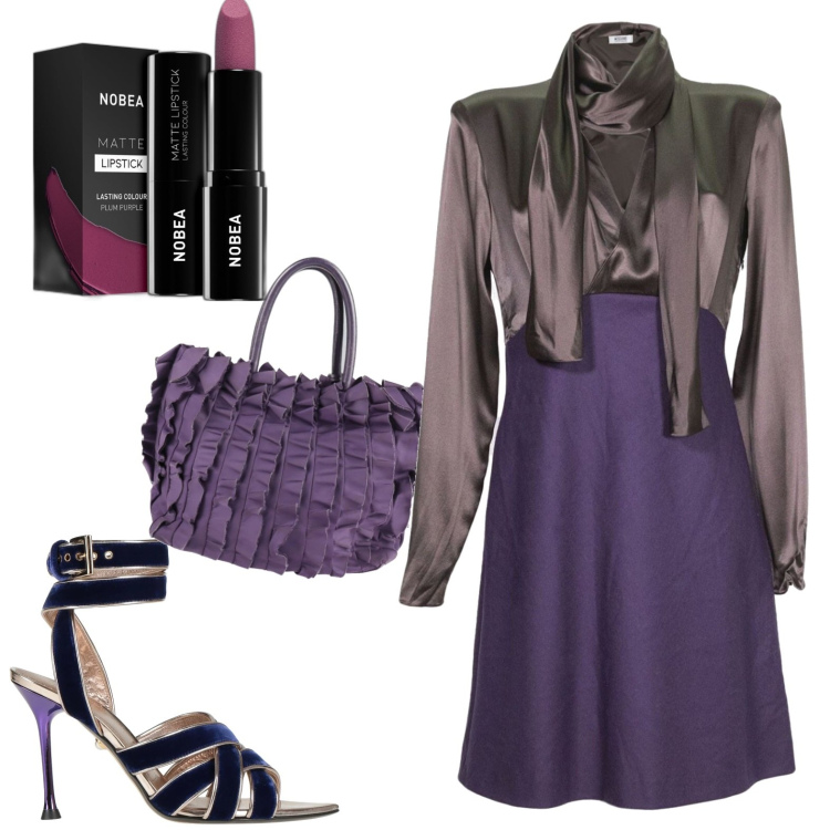 Outfit donna - Brunello di Montalcino. Stile Chic per Serata fuori. Abbinamento con vestiti midi/longuette, borse a mano, sandali col tacco, rossetti.