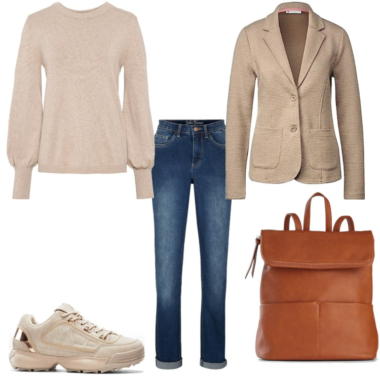 Outfit femme - Urban #7194. Style Urban pour Tous les jours. Assortir avec pulls, sacs à dos, sneakers, jean coupe droite, blazers.