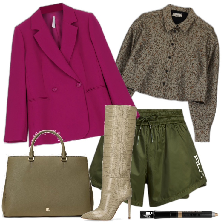Outfit donna - Il pantaloncino sportivo. Stile Trendy per Tutti i giorni. Abbinamento con cappotti, ombretti, camicie, minigonne, borse a mano, stivali.