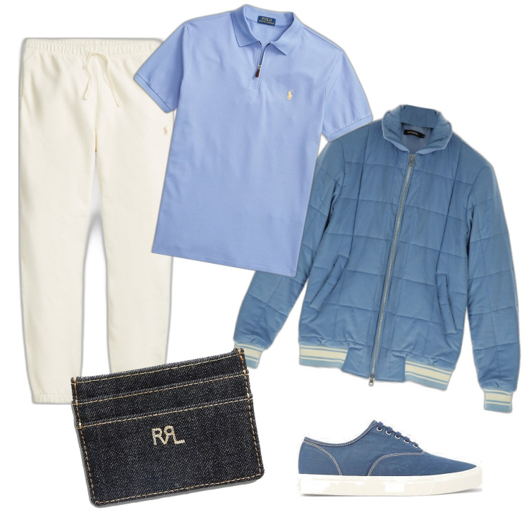 Outfit uomo - Total look #1713434. Stile Casual per Ufficio. Abbinamento con giacche, portafogli, sneakers, polo, pantaloni.