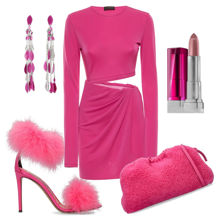 Outfit donna - Serata tra amiche a New York. Stile Glamour per Serata fuori. Abbinamento con rossetti, orecchini, vestiti, pochette, sandali in pelle.