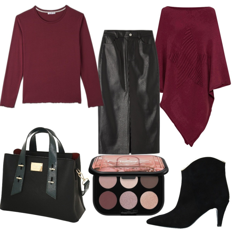 Outfit donna - Rosso morbido. Stile Urban per Serata fuori. Abbinamento con cappotti, stivaletti, ombretti, gonne longuette, t-shirt, borse a mano.