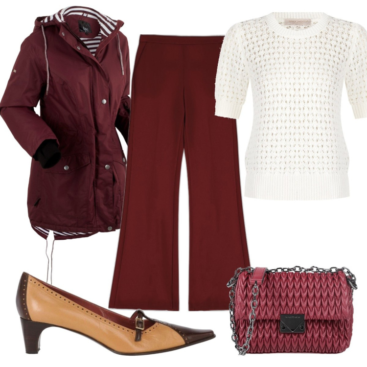 Outfit donna - Total look #1713591. Stile Trendy per Tutti i giorni. Abbinamento con blazer, borse a tracolla, décolleté, maglieria, pantaloni.