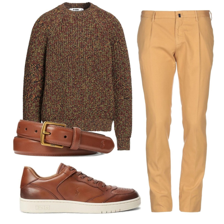 Outfit uomo - Total look #1713650. Stile Casual per Ufficio. Abbinamento con pullovers, pantaloni, cinture, scarpe sportive.