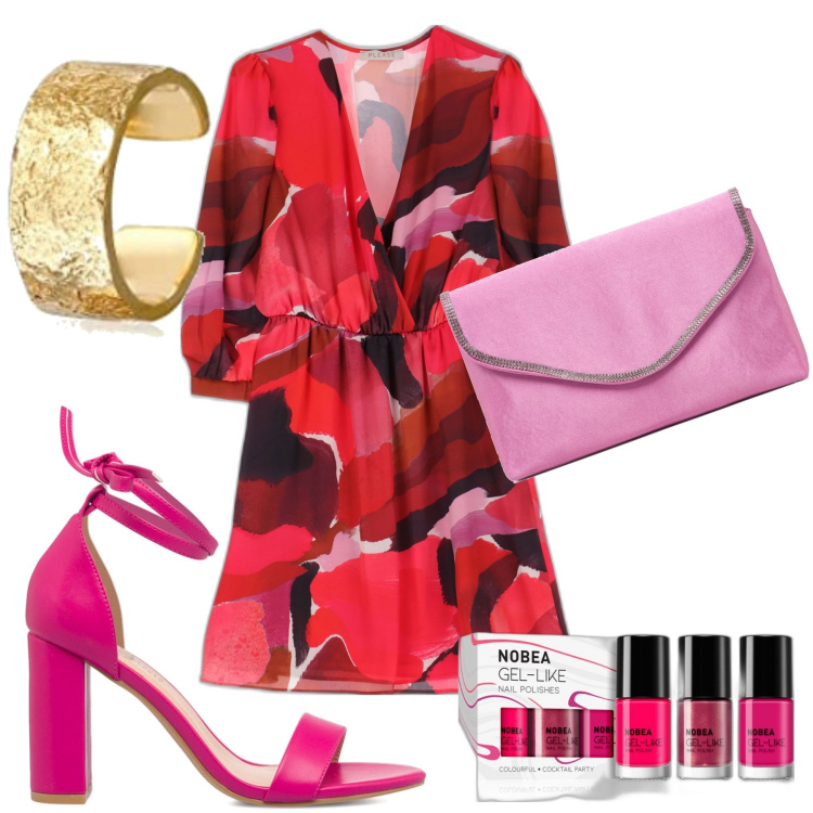 Outfit donna - Party in giardino. Stile Chic per Cerimonia. Abbinamento con smalti, vestiti corti, clutch, sandali in pelle, orecchini.