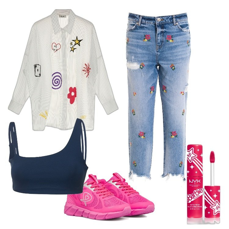 Outfit donna - PittaRosso - Let\'s Pink Together. Stile Urban per Tutti i giorni. Abbinamento con rossetti, jeans boyfriend, camicie, scarpe sportive, top.