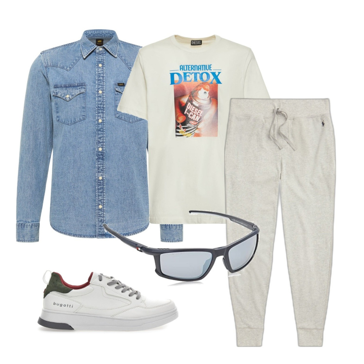Outfit uomo - Ghost outfitter - settembre. Stile Casual per Tutti i giorni. Abbinamento con pantaloni, camicie, t-shirt, sneakers, occhiali da sole.