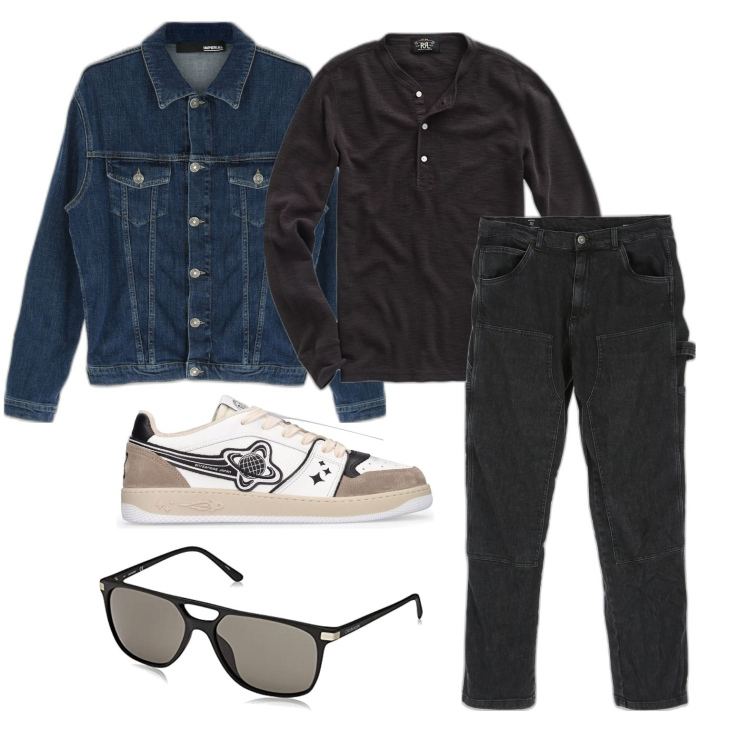 Outfit uomo - Ghost outfitter - settembre. Stile Casual per Tutti i giorni. Abbinamento con pantaloni, giacche, t-shirt, occhiali da sole, sneakers.
