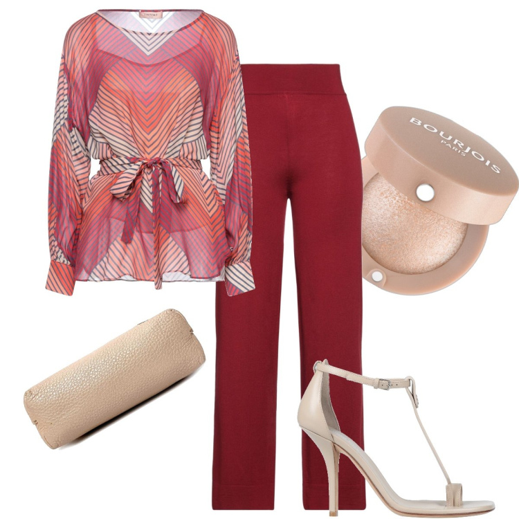 Outfit donna - Come il Rosa Rosé di Fontanafredda. Stile Chic per Cerimonia. Abbinamento con pantaloni, bluse, borse a mano, infradito, ombretti.