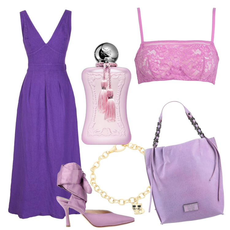 Outfit donna - Teneramente tu. Stile Sexy per Serata fuori. Abbinamento con décolleté, vestiti midi/longuette, borse a mano, reggiseni a balconcino, braccialetti, profumi.