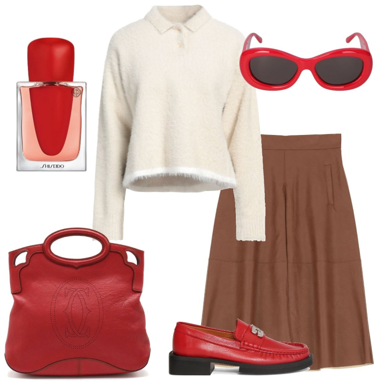 Outfit donna - La polo chic. Stile Chic per Tutti i giorni. Abbinamento con borse a mano, pullovers, profumi, gonne longuette, occhiali da sole, mocassini.