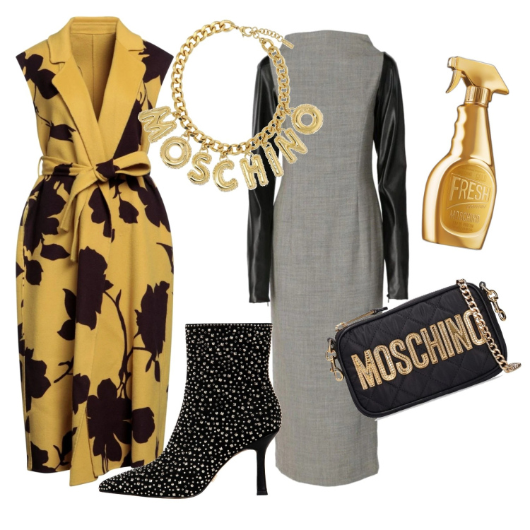 Outfit donna - Love Moschino. Stile Trendy per Serata fuori. look ideale per Tall. Abbinamento con vestiti lunghi, cappotti, profumi, stivaletti, borse a spalla, collane.
