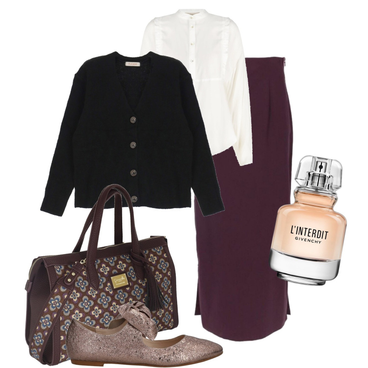 Outfit donna - Sunday mood. Stile Bon Ton per Tutti i giorni. Abbinamento con gonne lunghe, ballerine, profumi, camicie, cardigans, borse a mano.