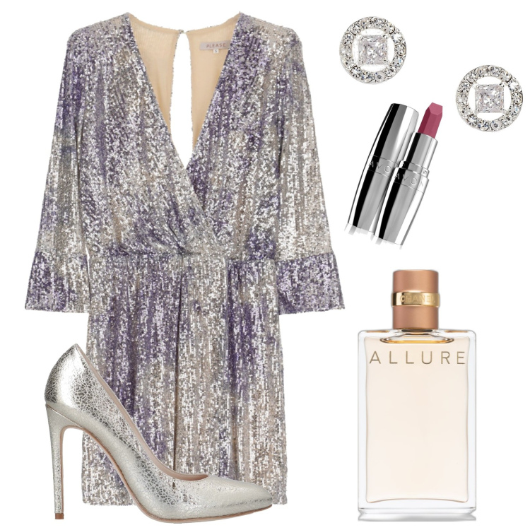 Outfit donna - Cena speciale da "Mille e una Notte". Stile Chic per Serata fuori. Abbinamento con décolleté, profumi, rossetti, vestiti corti, orecchini.
