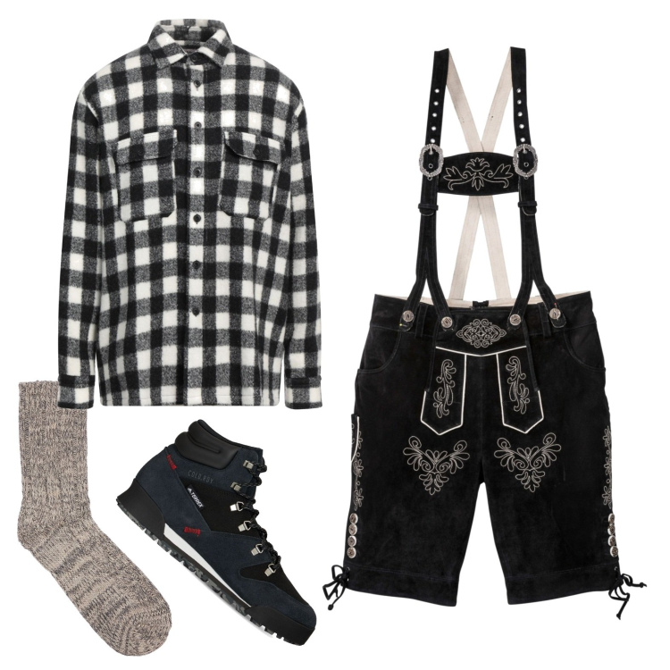 Outfit uomo - Preparandosi per l\'Oktober Fest. Stile Urban per Cerimonia. Abbinamento con pantaloni corti, camicie, stivali, calzini.