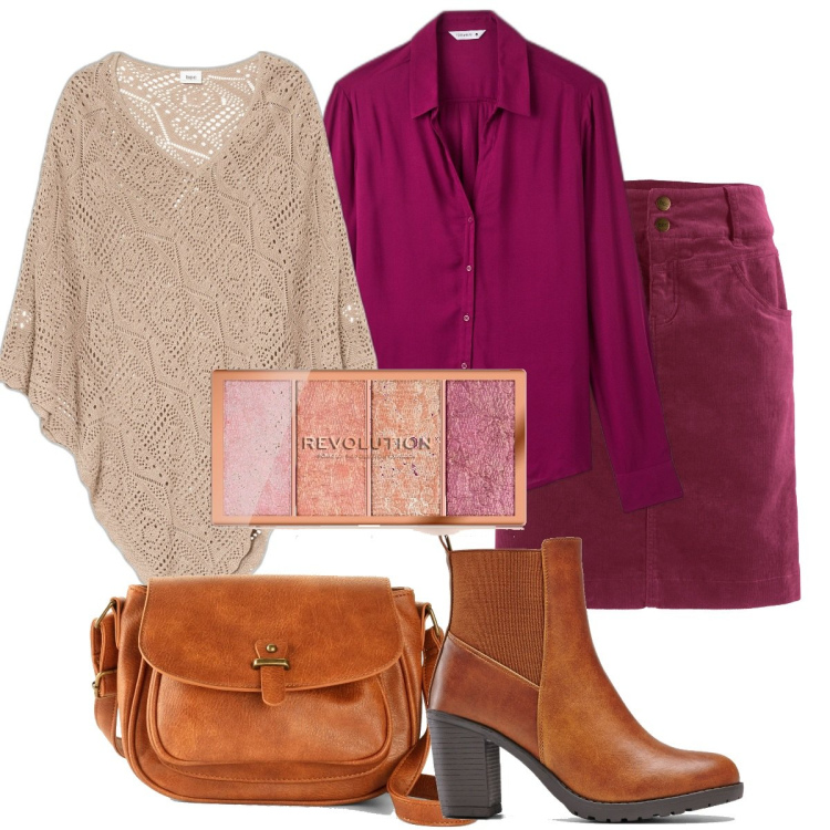 Outfit donna - Rosso fragolino. Stile Chic per Tutti i giorni. Abbinamento con gonne lunghe, borse a tracolla, stivaletti, cappotti, blush, camicie.