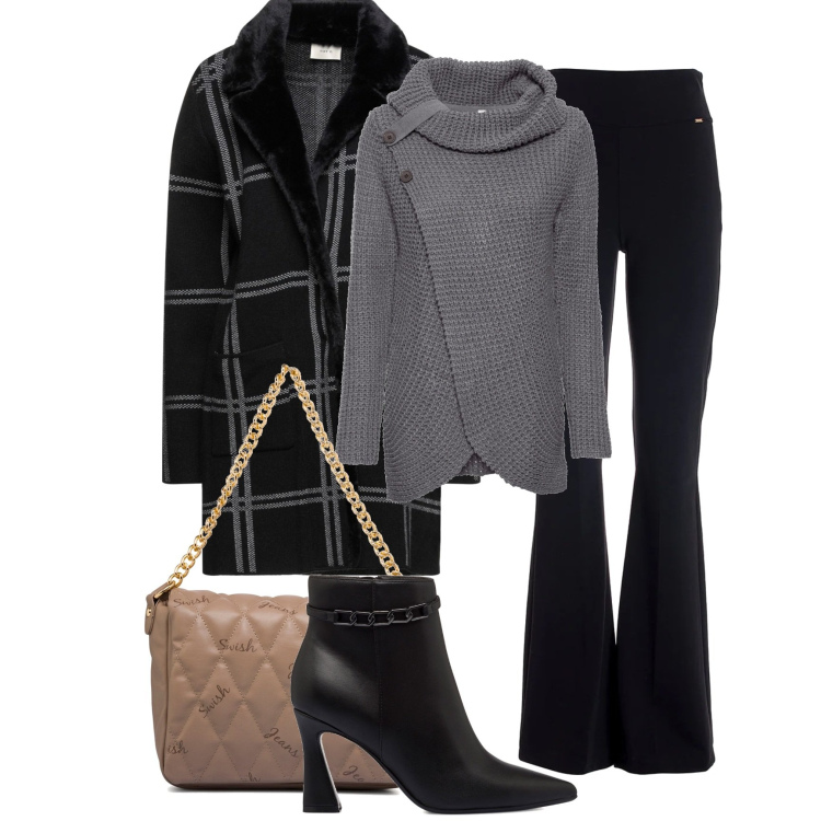 Outfit donna - Total look #1715044. Stile Casual per Tutti i giorni. Abbinamento con maglieria, trench, pantaloni, stivaletti, borse a tracolla.