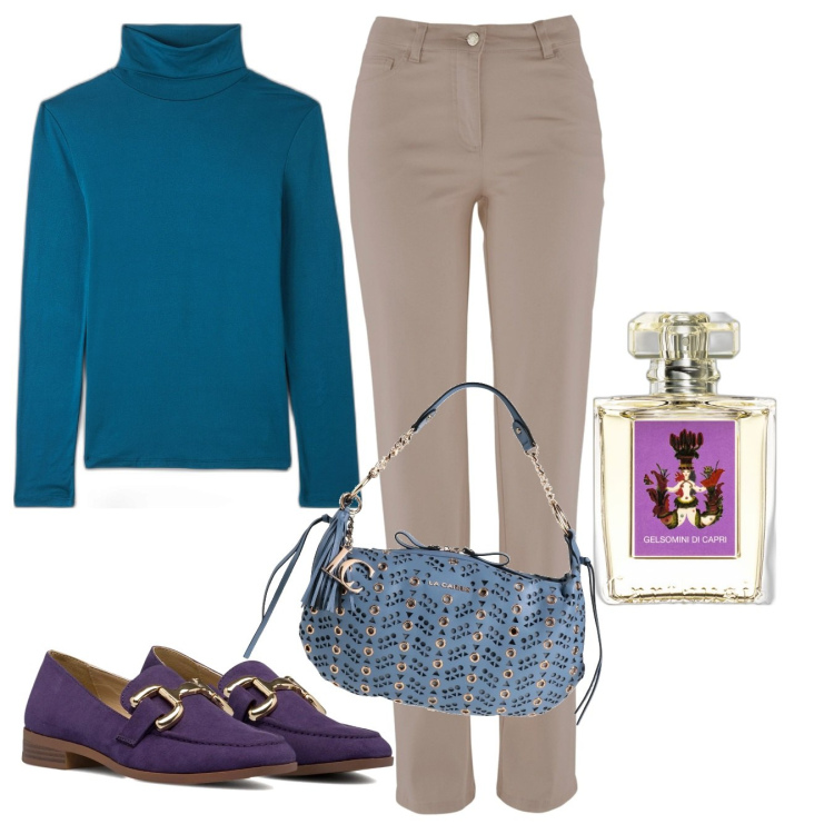 Outfit donna - Total look #1715130. Stile Casual chic per Tutti i giorni. Abbinamento con pantaloni, borse a spalla, profumi, t-shirt, mocassini.