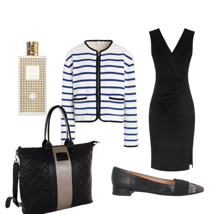 Outfit donna - La borsa ideale per l’ufficio. Stile Bon Ton per Ufficio. Abbinamento con blazer, ballerine, profumi, vestiti a tubino, borse a spalla.