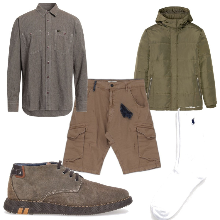 Outfit uomo - Total look #1715620. Stile Casual per Tutti i giorni. Abbinamento con giacche, camicie, bermuda, calzini, scarpe stringate.