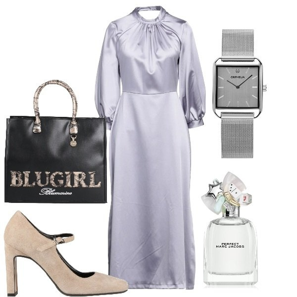 Outfit donna - Quadrato con bracciale in metallo. Stile Bon Ton per Tutti i giorni. Abbinamento con décolleté, vestiti midi/longuette, borse a mano, profumi, orologi analogici.