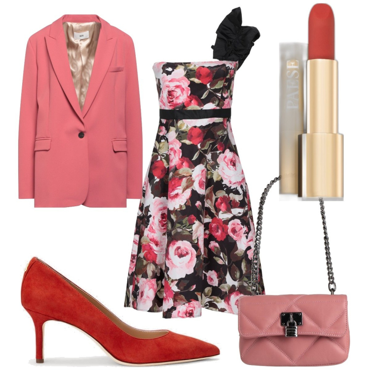 Outfit donna - La borsa per il mio compleanno. Stile Romantica per Cerimonia. Abbinamento con vestiti asimmetrici, borse a mano, blazer, rossetti, décolleté.