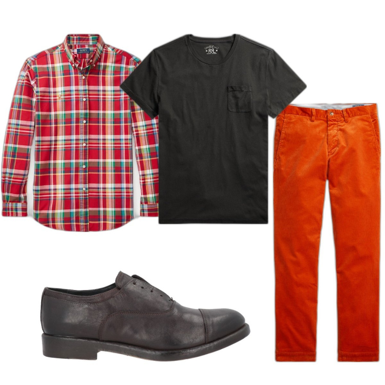 Outfit uomo - Total look #1715724. Stile Trendy per Tutti i giorni. Abbinamento con scarpe stringate, t-shirt, pantaloni, camicie.